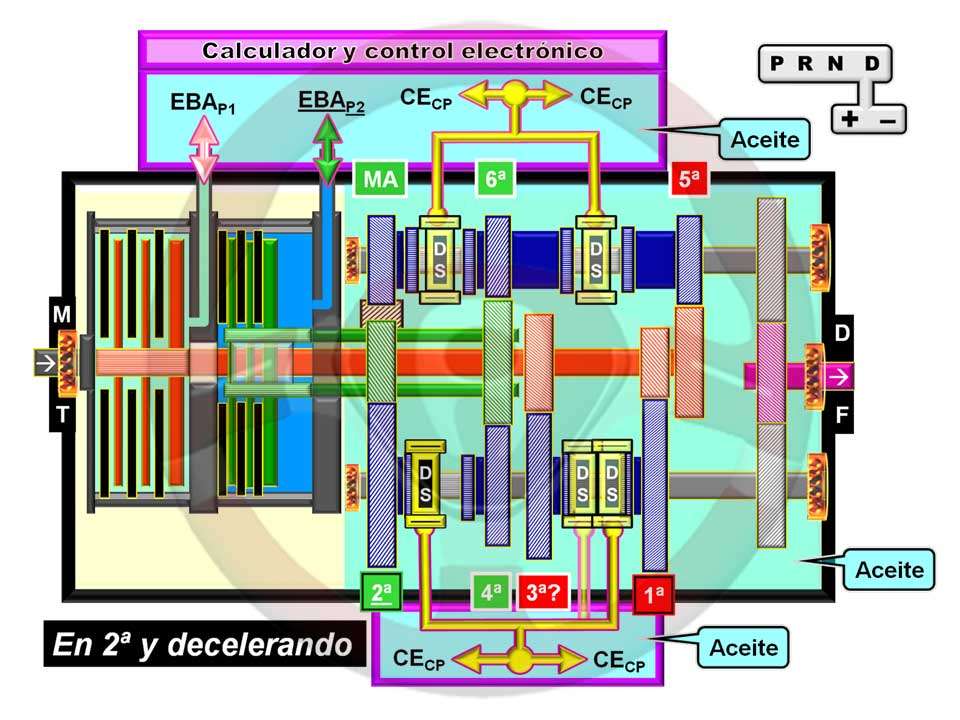 Caja de cambios pilotada con dos embragues en aceite